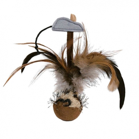 Bola Con Plumas Siempre En Pie Trixie Para Gato 15 Cm