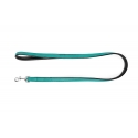 Correa Gloria Pets De Piel Acolchado Color Turquesa Para Perros