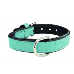Collar Gloria Pets De Piel Acolchado Color Azul Para Perros