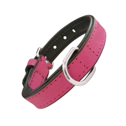 Collar Gloria Pets De Piel Acolchado Color Rosa Para Perros