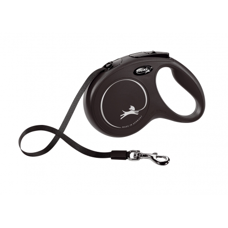 Flexi New Classic correa extensible de cinta negro 8m
