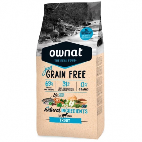 Pienso para Perros Ownat Just Grain Free Adult con Trucha