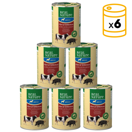 Real Nature Classic Latas Para Perros Adultos Ternera Jabalí