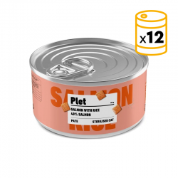 Latas Plet para Gatos esterilizados. Salmón con arroz.