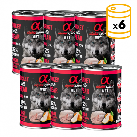 Alpha Spirit Pack de Latas para perros de Pavo y Pera
