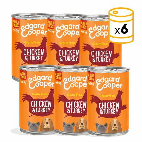 Pack de latas para perros Edgard & Cooper con pollo fresco y pavo