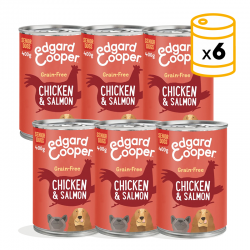 Pack de latas para perros mayores Edgard & Cooper con pollo fresco y salmón