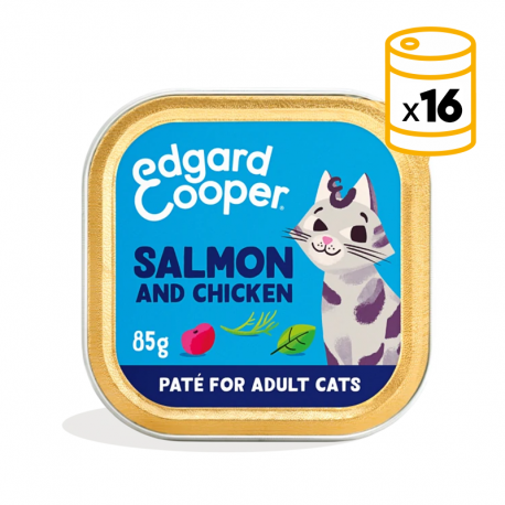 Pack de comida húmeda para gatos Edgard & Cooper con salmón y pollo