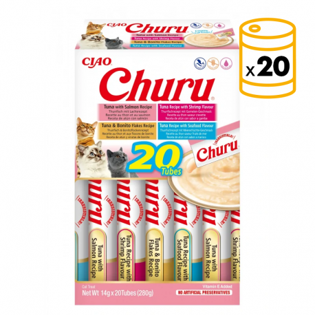 Pack Churu para gato adulto pure mix de atún 20x14gr