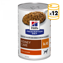 Pack de latas Hills Prescription Diet k/d para perro con problemas renales con pollo