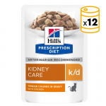 Pack de sobres Hills Prescription Diet Feline k/d para gatos con pollo
