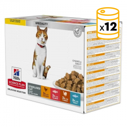 Hills Science Plan Sterilised Multipack sobres para gatos de carne y pescado