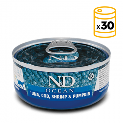 Pack de latas Farmina ND Ocean para gatos de Atún, Bacalao y Calabaza