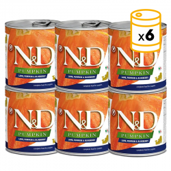 Pack latas Farmina ND Dog Pumpkin Puppy comida húmeda con cordero para cachorros