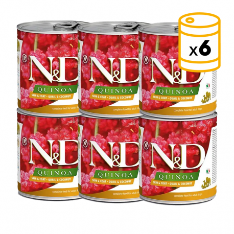 Farmina ND Dog Quinoa Skin Coat Codorniz comida húmeda para perros 6x285grs