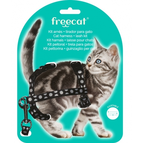 Freecat Kit Arnés + Correa para Gatos color Negro