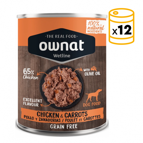 Ownat Wetline comida húmeda para perros chicken & carrots