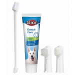 Trixie Set de Higiene Dental para Perros (Pasta, Cepillo y Cepillo de Dedo)