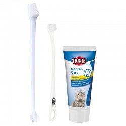 Trixie Set de Higiene Dental para Gatos (Pasta, 2 Cepillos)