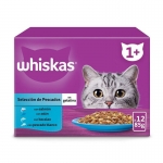 Whiskas Multipack Comida húmeda en Gelatina para Gatos Selección de Pescado