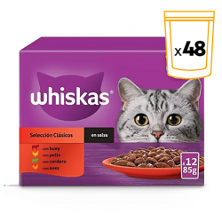 Whiskas Multipack Comida húmeda en Salsa para Gatos Selección de Carnes
