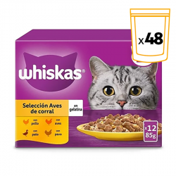 Whiskas Multipack Comida húmeda en Gelatina para Gatos Selección de Aves