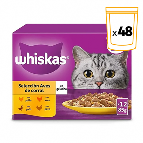 Whiskas Multipack Comida húmeda en Gelatina para Gatos Selección de Aves