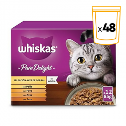 Whiskas Multipack Pure Delight Comida húmeda en Gelatina para Gatos Selección Aves