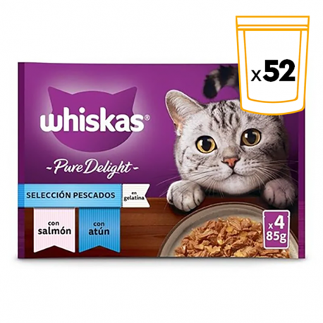 Whiskas Pure Delight Comida húmeda en Gelatina para Gatos Selección Pescado