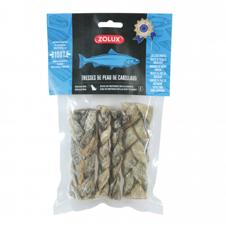 Zolux Snack Natural para Perro en Forma de Trenza con Piel de Bacalao