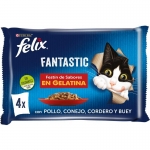 Felix Fantastic Comida húmeda para Gatos en Gelatina Selección de Carnes