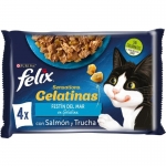 Felix Sensations Comida húmeda para Gatos en Gelatina Selección de Pescado