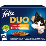 Felix Duo Caja Multipack Comida húmeda para Gatos en Gelatina con Selección de Carnes