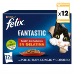 Felix Fantastic Caja Multipack Comida húmeda para Gatos en Gelatina Selección de Carnes