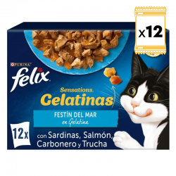 Felix Sensations Caja Multipack Comida húmeda para Gatos en Gelatina Selección de Pescado