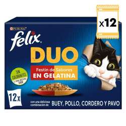 Felix Duo Caja Multipack Comida húmeda para Gatos en Gelatina con Selección de Carnes