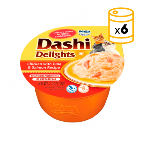 Churu Dashi Delights Comida Húmeda en Caldo con Pollo Atún y Salmón