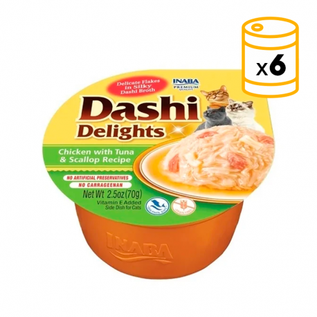 Churu Dashi Delights Comida Húmeda en Caldo con Pollo Atún y Vieira