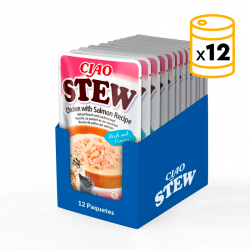 Ciao Stew Comida Húmeda para Gatos en Crema con Pollo y Salmón