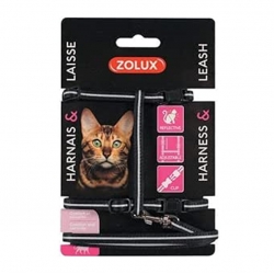 Zolux Kit Arnés y Correa Reflectante para Gatos Negro