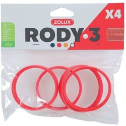 Zolux 4 Anillos Conectores para Tubos Rody3 para Pequeños Mamíferos color Granada