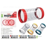 Zolux 4 Anillos Conectores para Tubos Rody3 para Pequeños Mamíferos color Amarillo
