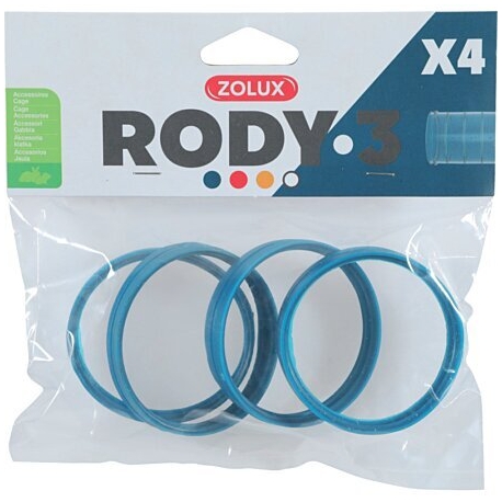 Zolux 4 Anillos Conectores para Tubos Rody3 para Pequeños Mamíferos color Azul