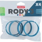 Zolux 4 Anillos Conectores para Tubos Rody3 para Pequeños Mamíferos color Azul