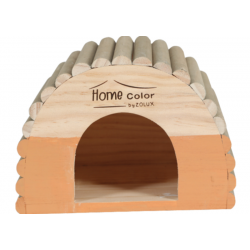 Zolux Caseta Redonda de Madera para Roedores Medianos Color Naranja