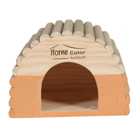 Zolux Caseta Redonda de Madera para Roedores Medianos Color Naranja