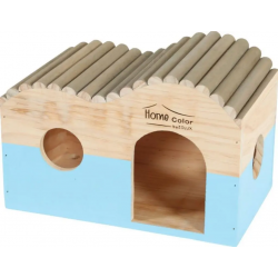 Zolux Caseta Redonda de Madera para Roedores Color Azul
