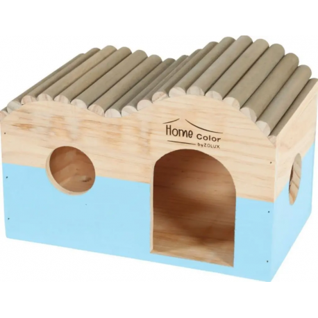 Zolux Caseta Redonda de Madera para Roedores Color Azul