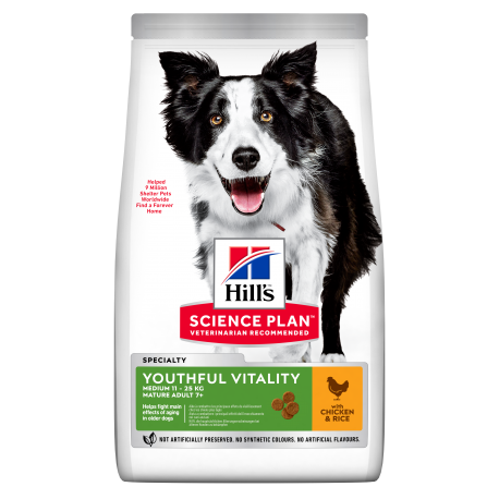 Pienso Hills Science Plan Vitality para perros medianos senior con pollo y arroz