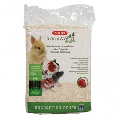 Zolux Rodywood Fresh Lecho Natural para Pequeños Mamíferos Fresa